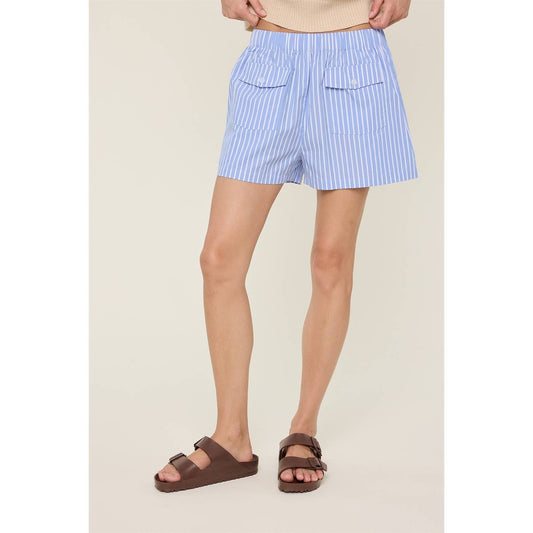BLUE & WHITE STRIPED SHORTS
