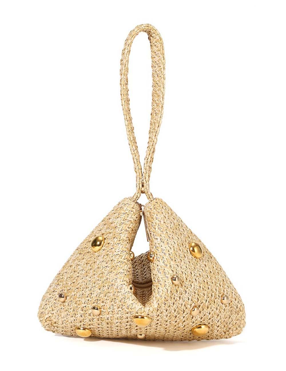Mini Straw Studded Clutch