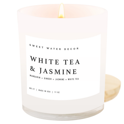 White Tea and Jasmine 11 oz Soy Candle - Home Decor