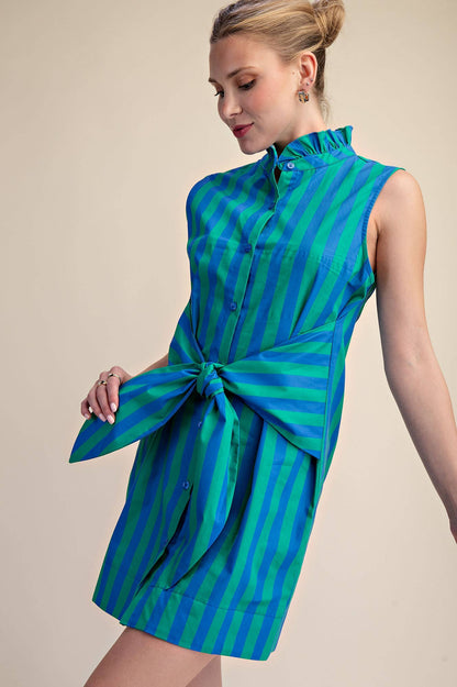 Blue & Green Striped Dress