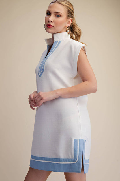 Blue & White Peplum Dress