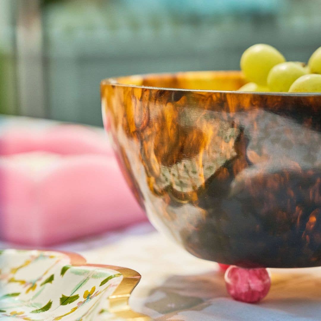 Tortoise Resin Footed Serving Bowl