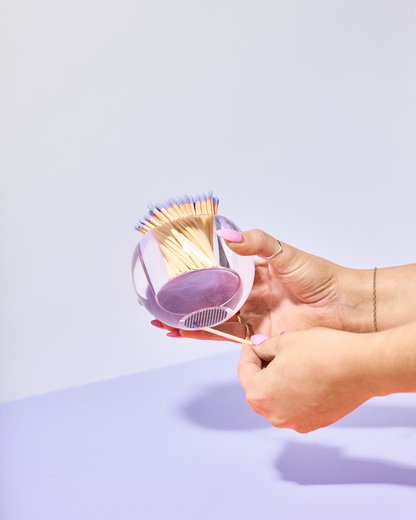 Lavender Matches in Round Glass Container