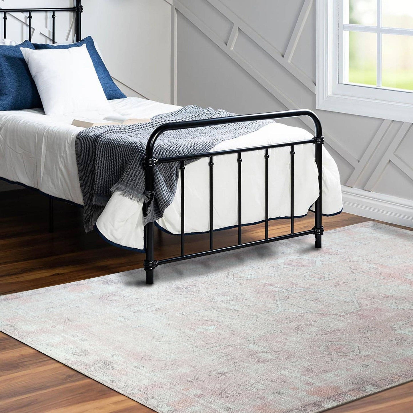 Leonie Pink Pale & Dusty Persian Vintage Rug: 5&#39;9x8&#39;9 ft 180x270cm