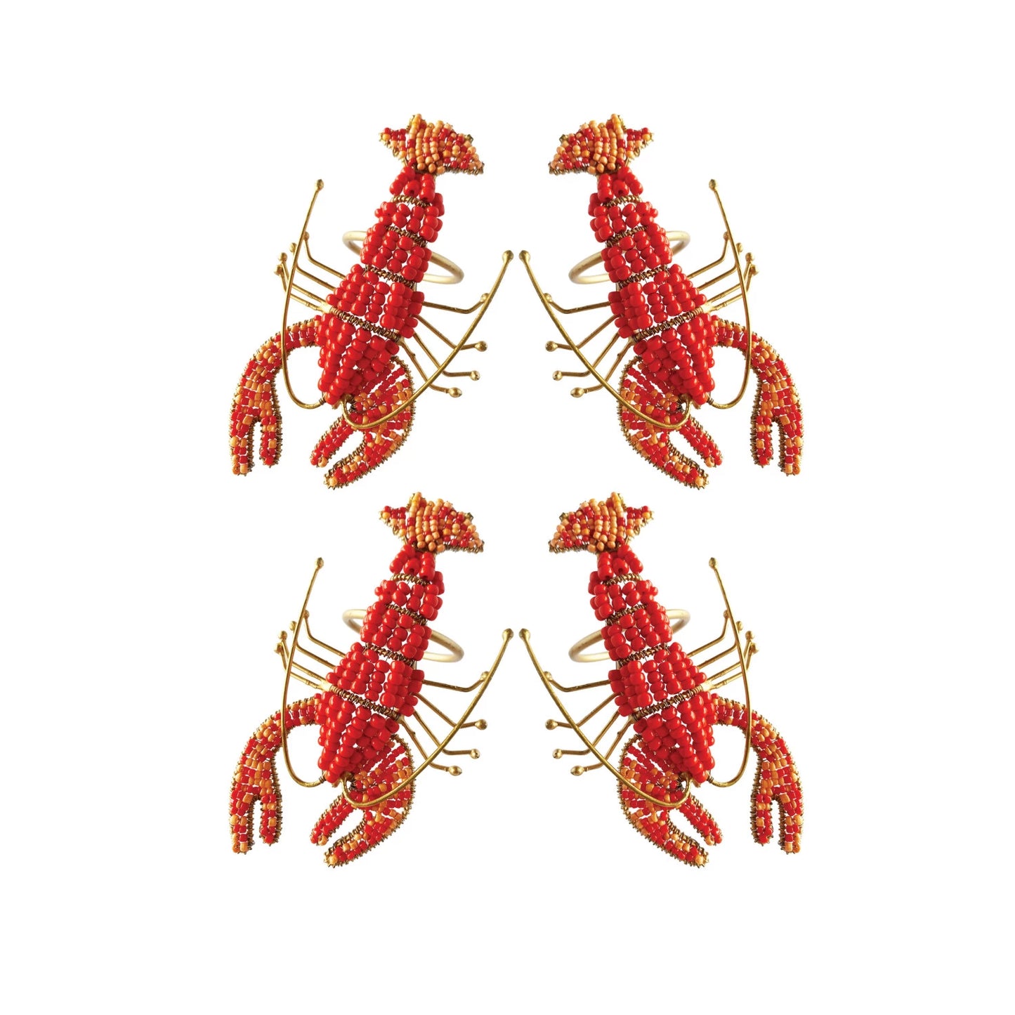 Beaded Crawfish Napkin Rings - Set of 4