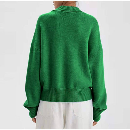 Kelly Green V-Neck Knit Sweater