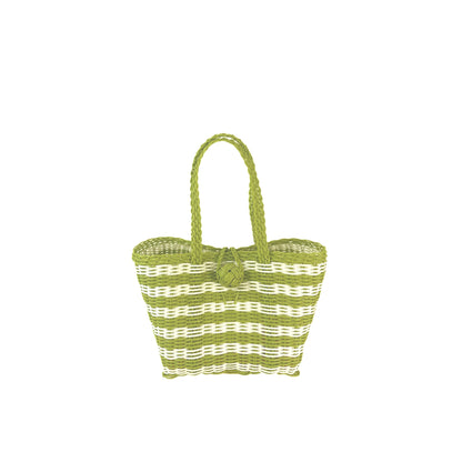 Berry Basket | Lined Paper Stripe in Pear Green / White