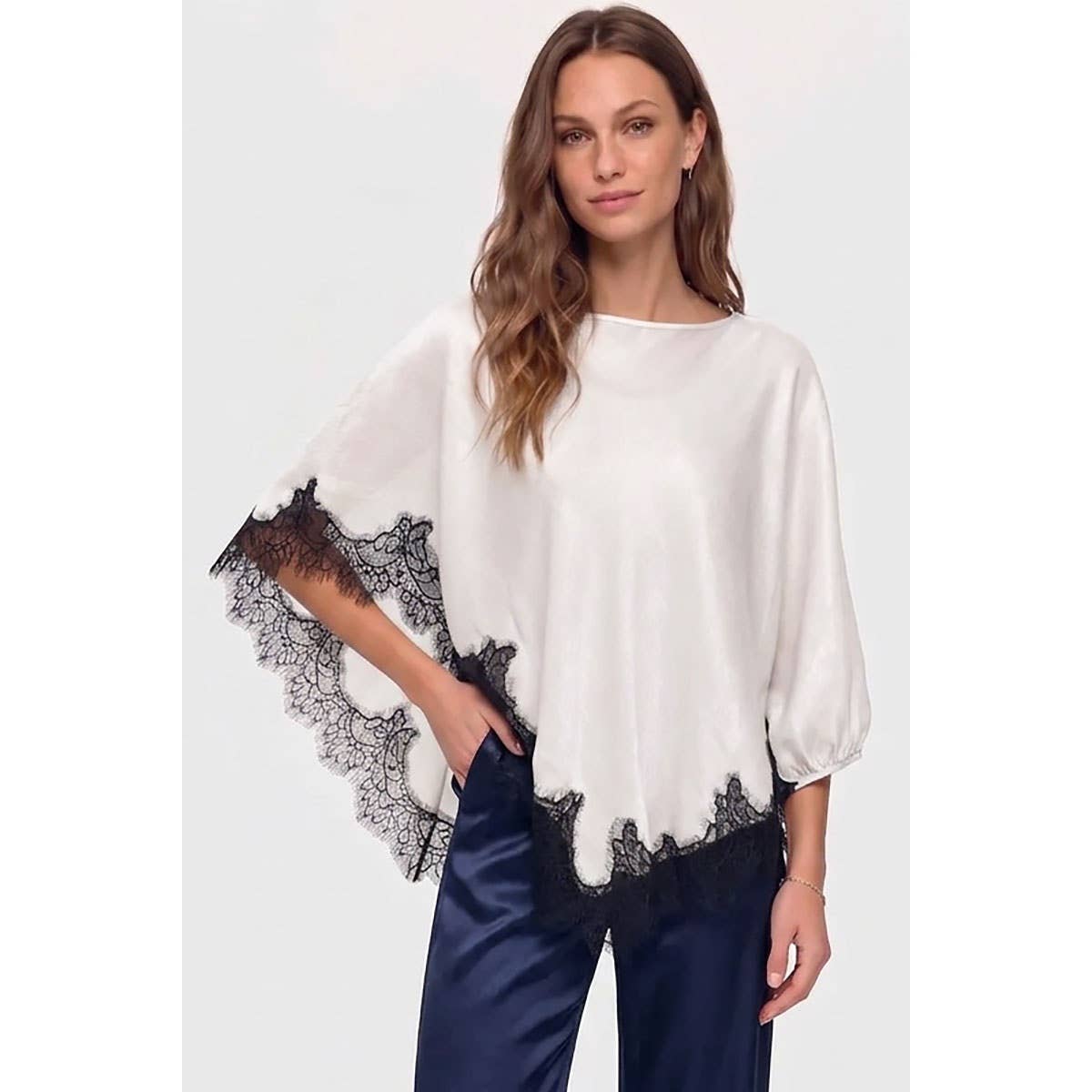 Black & White Lace Poncho Top
