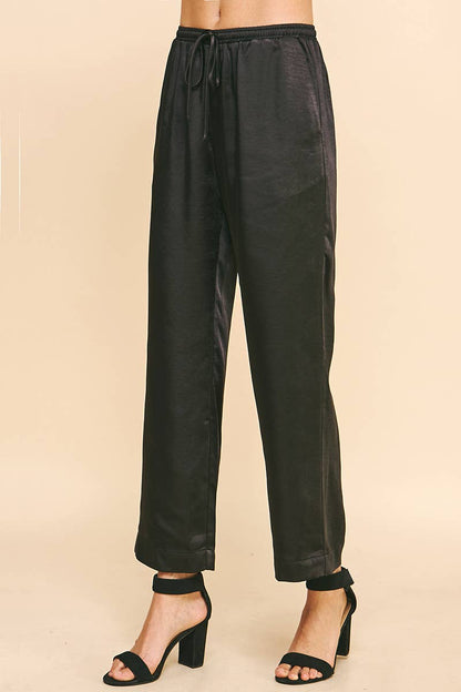 NAVY SATIN PANTS