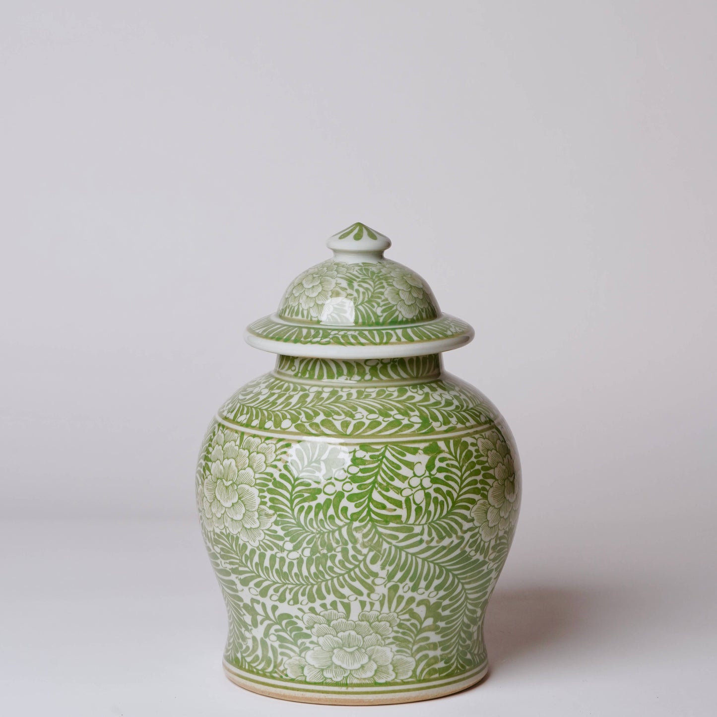 Green and White Country Jar