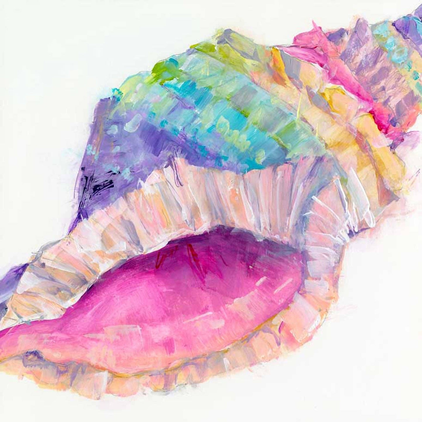 Colorful Conch Shell Canvas: 48x48”