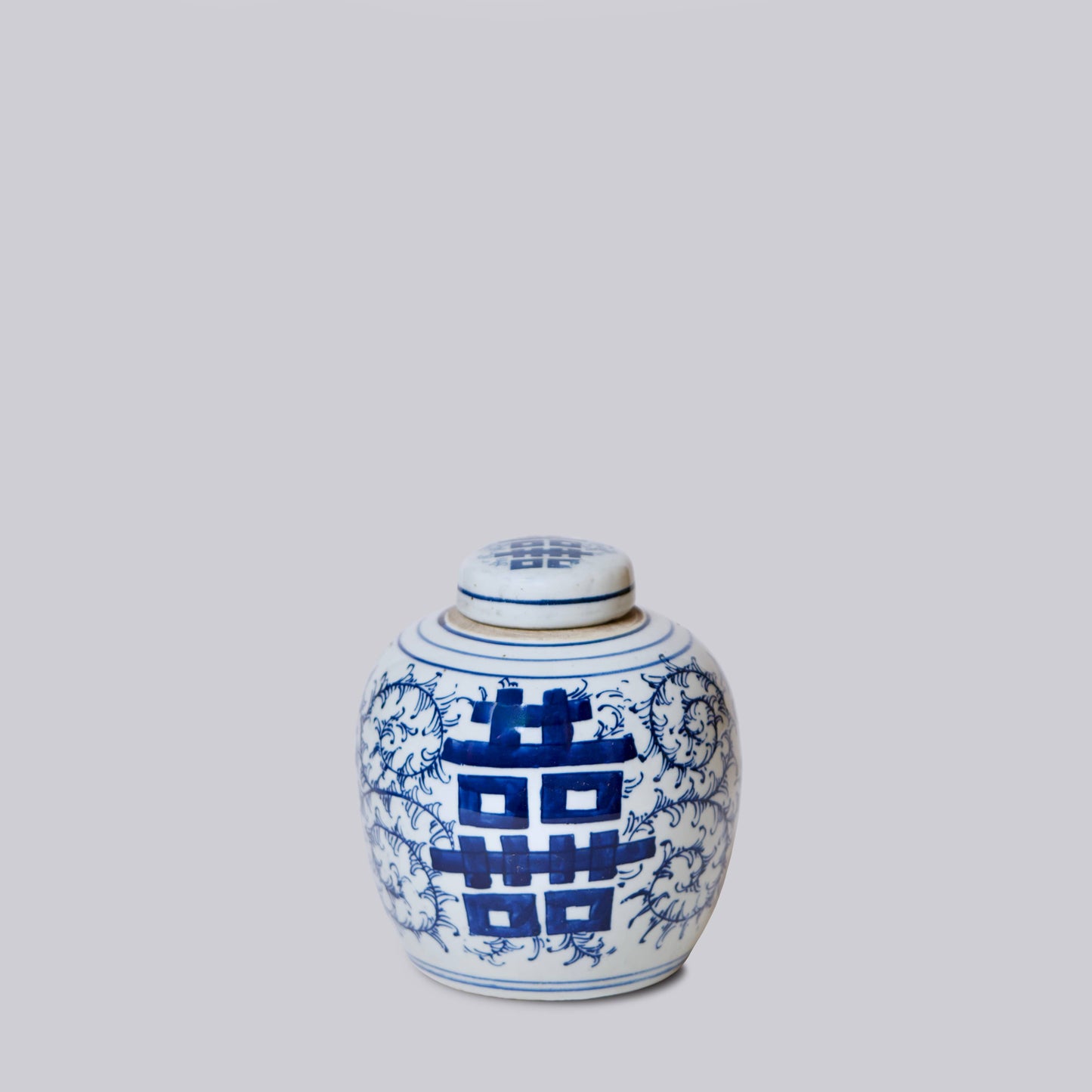 Blue and White Porcelain Double Happiness Round Storage Jar