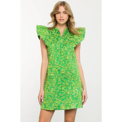 Green Textured Dress