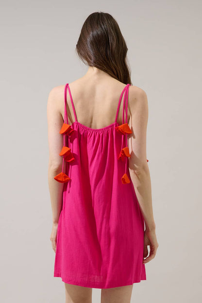Fuchsia Tassel Mini Dress