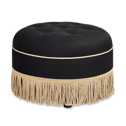 Yolanda 24" Round Upholstered Accent Ottoman: Alabaster Off White