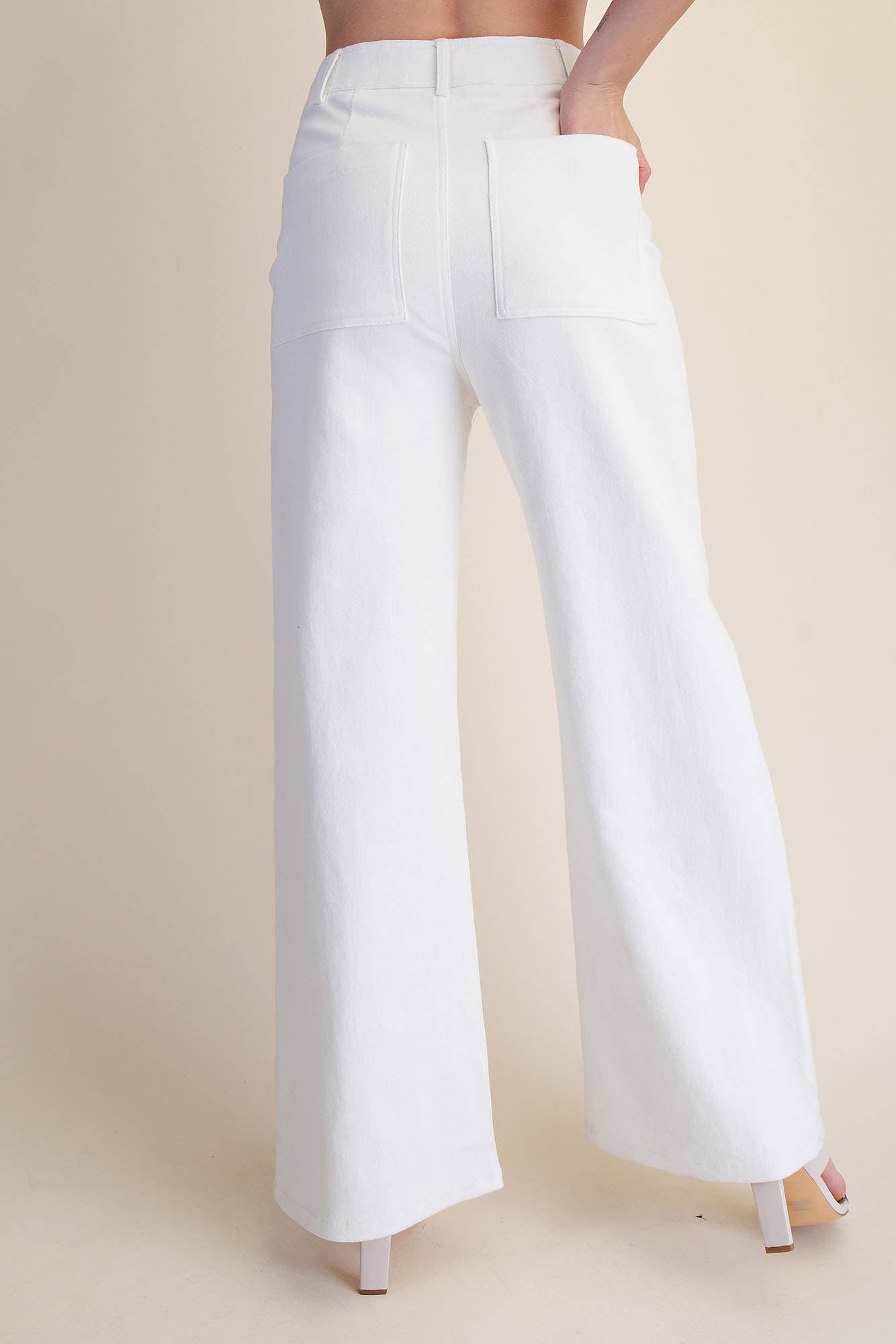 White High-Waist Straight Pants