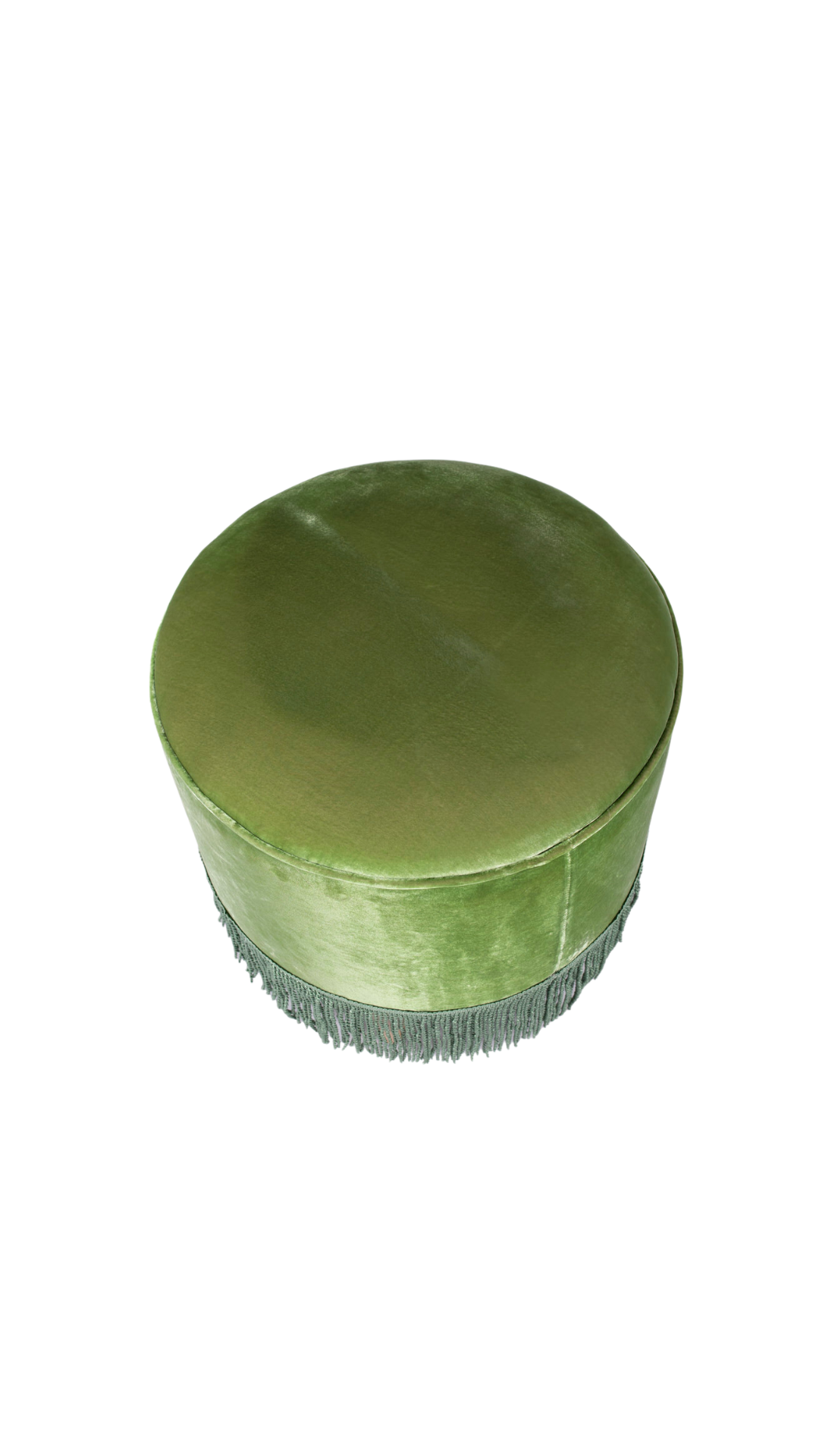 Green Velvet & Fringe Footstool