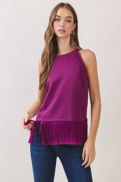 Plum Fringe Hem Top