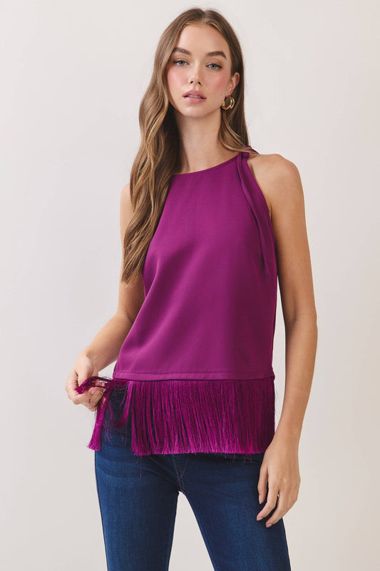 Plum Fringe Hem Top