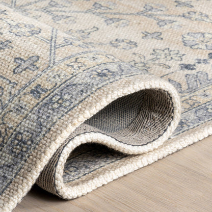 Flora Wool and Cotton Area Rug: Slate Blue / 8' x 10'