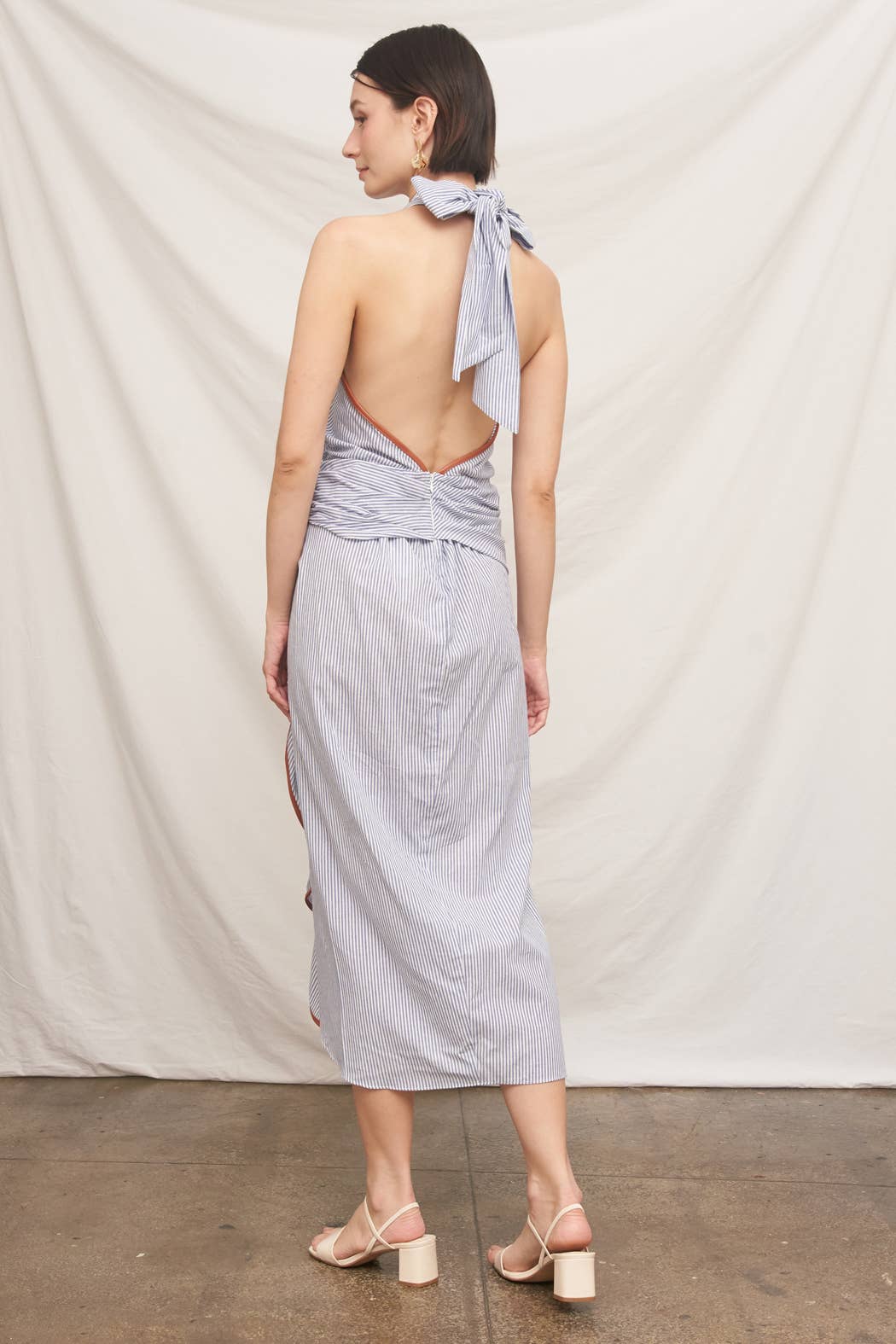 Light Blue Halter Neck Midi Dress