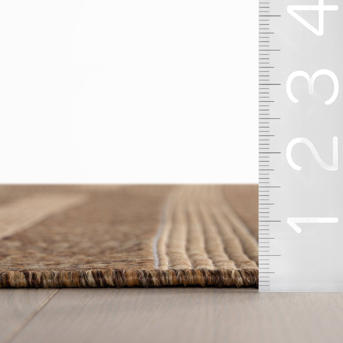 Zirelle Indoor/Outdoor Contemporary Area Rug: Brown / Rectangle / 6' 7" X 9'