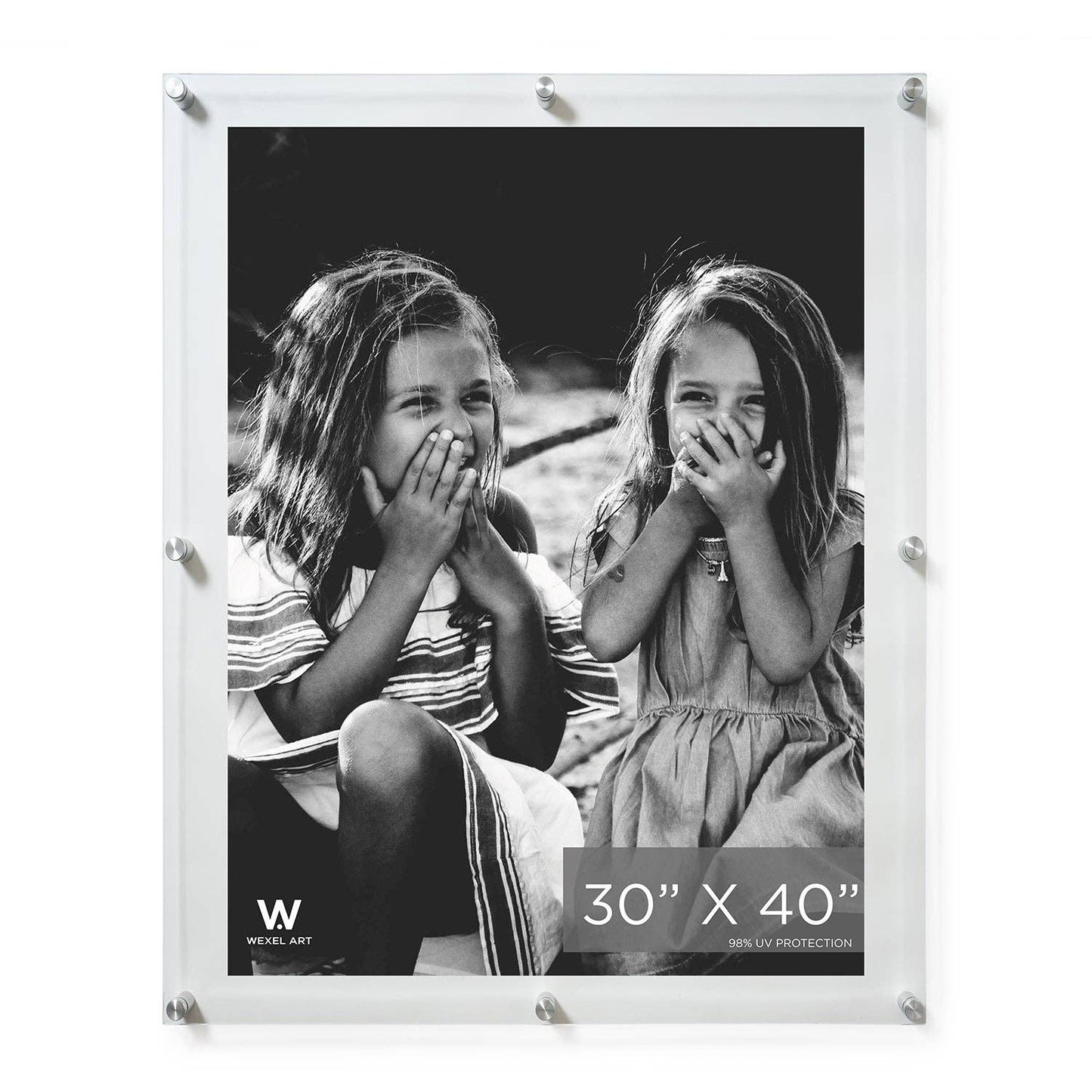 30x40" Modern UV-Grade Acrylic Floating Wall Frame: Gold