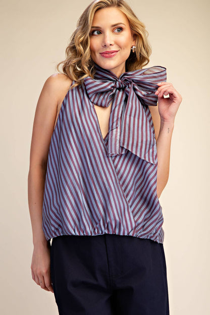 Blue & Burgundy Tank With Bow