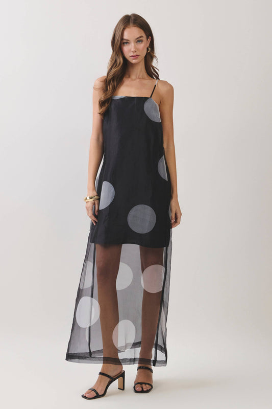 Black & White Polka Dot Sheer Maxi Dress