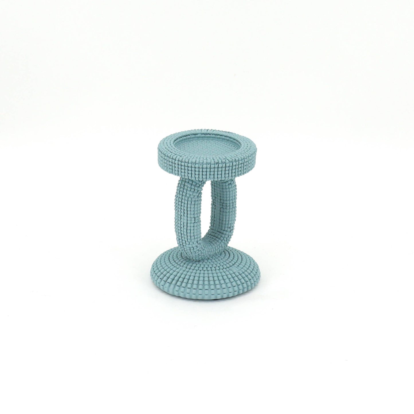 Small Blue Beaded Candle Holder
