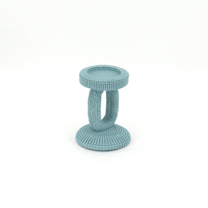 Small Blue Beaded Candle Holder