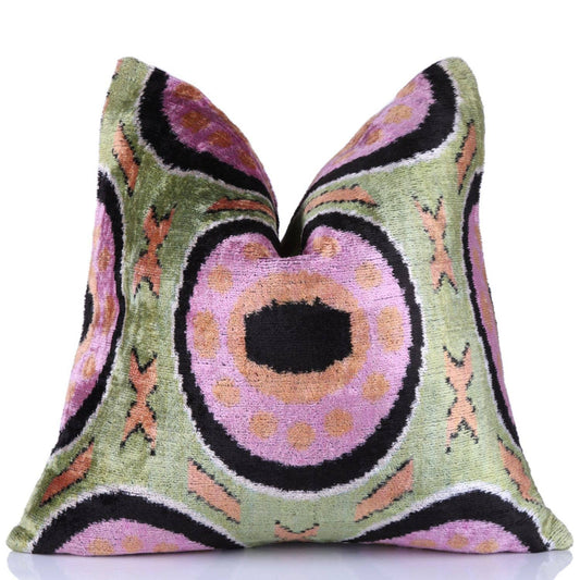 Green & Lilac Ikat Pillow