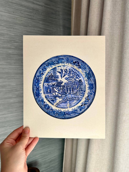 Framed Blue Willow Chinoiserie Print - 11x14"