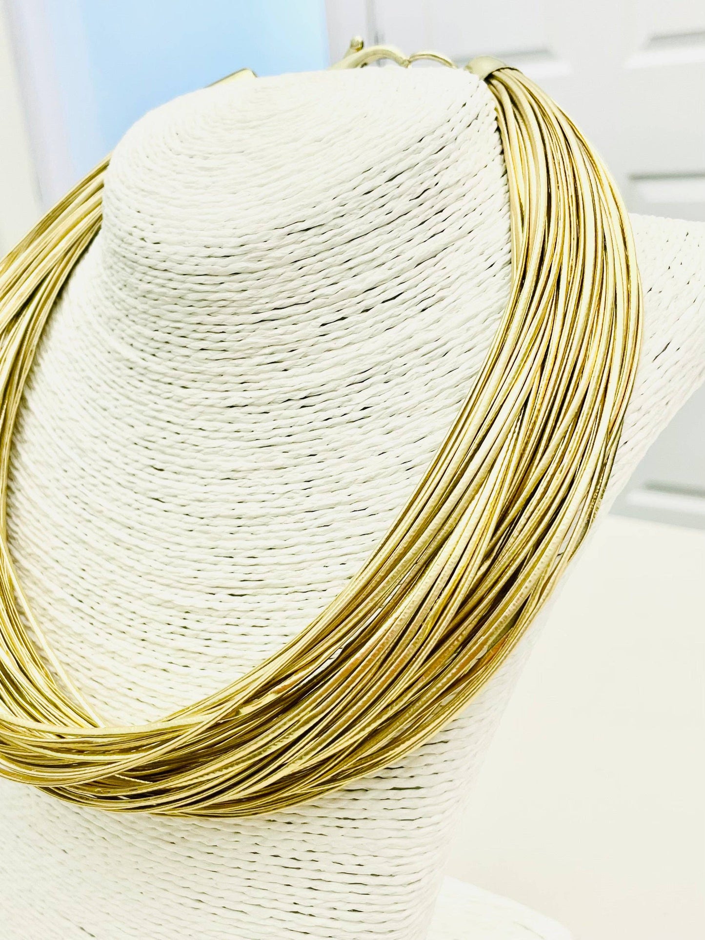 Gold Leatherette Strand Necklace