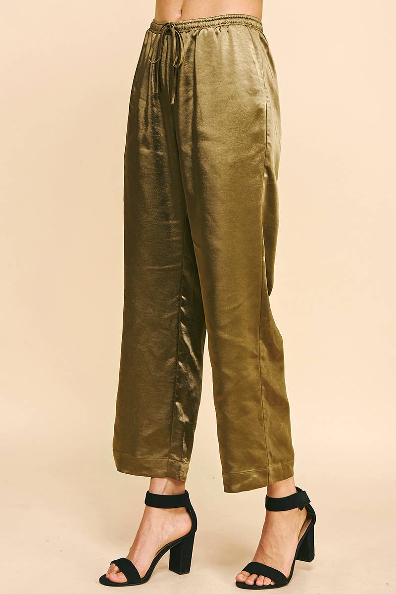 NAVY SATIN PANTS