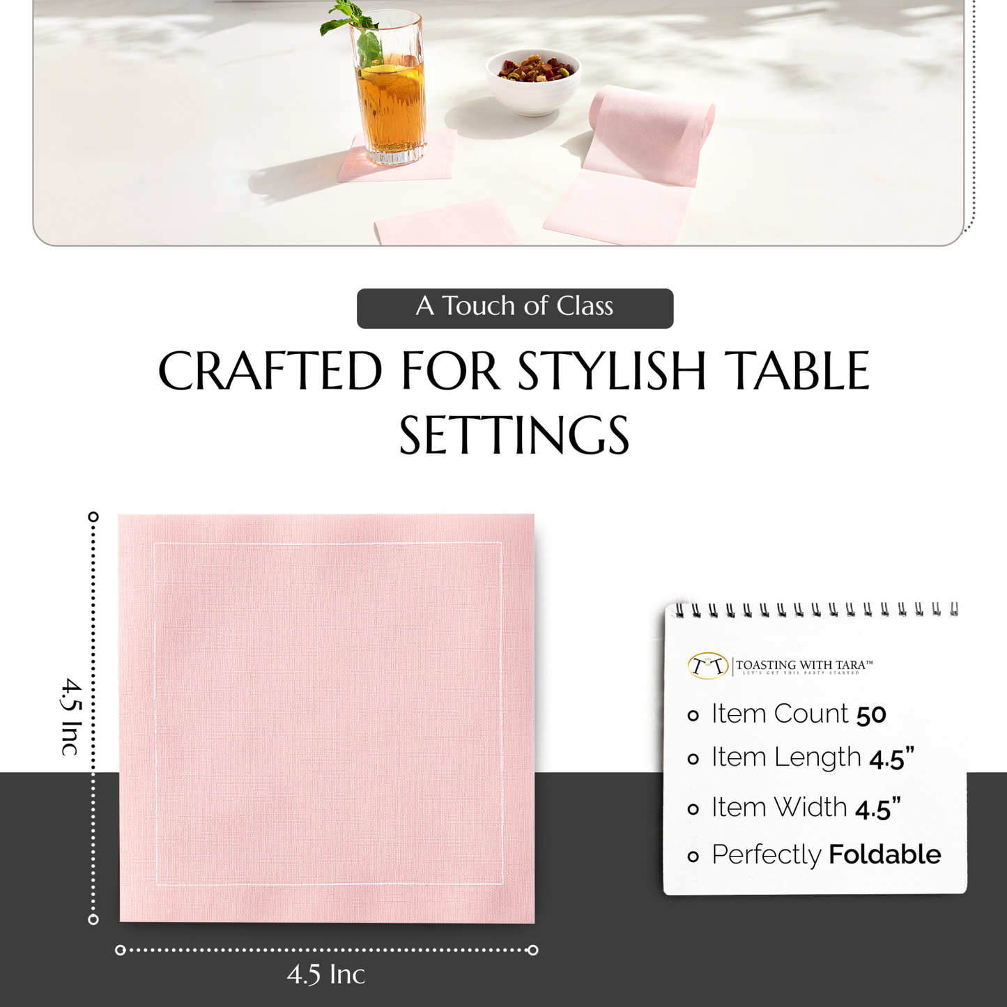 Blush Cocktail Napkin Roll