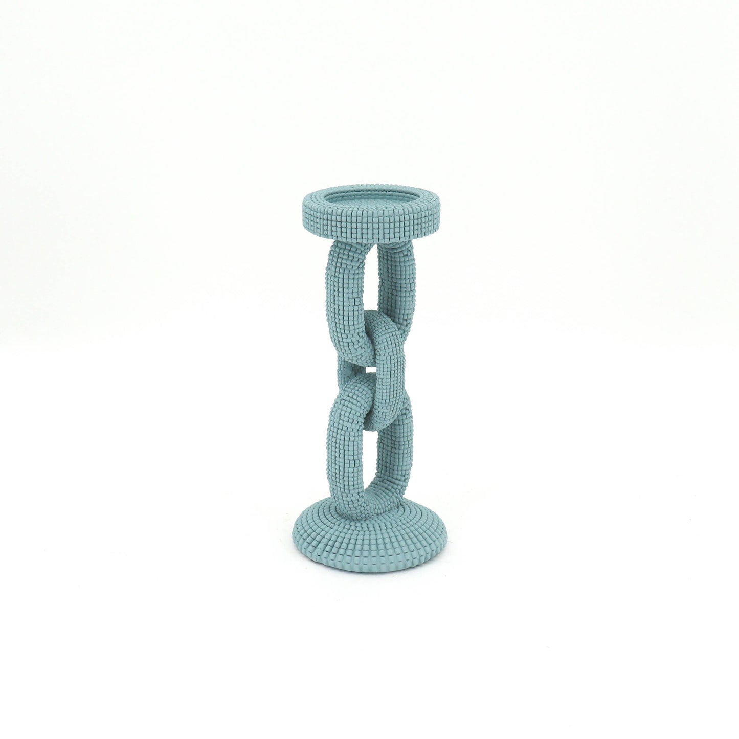 Medium Blue Beaded Candle Holder