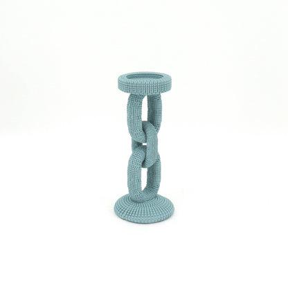 Medium Blue Beaded Candle Holder