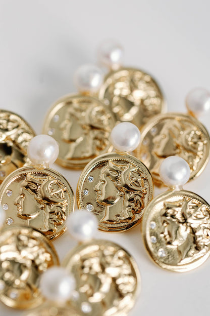 Gold Coin & Pearl Earrings