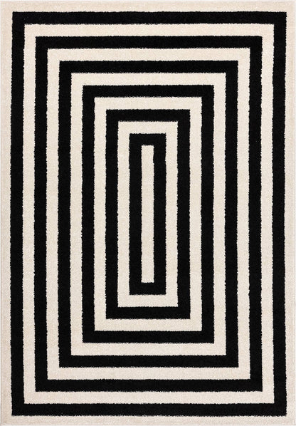 Abani Casa CAS120A -  Contemporary Black & Ivory Rectangular: 8'11" x 12'