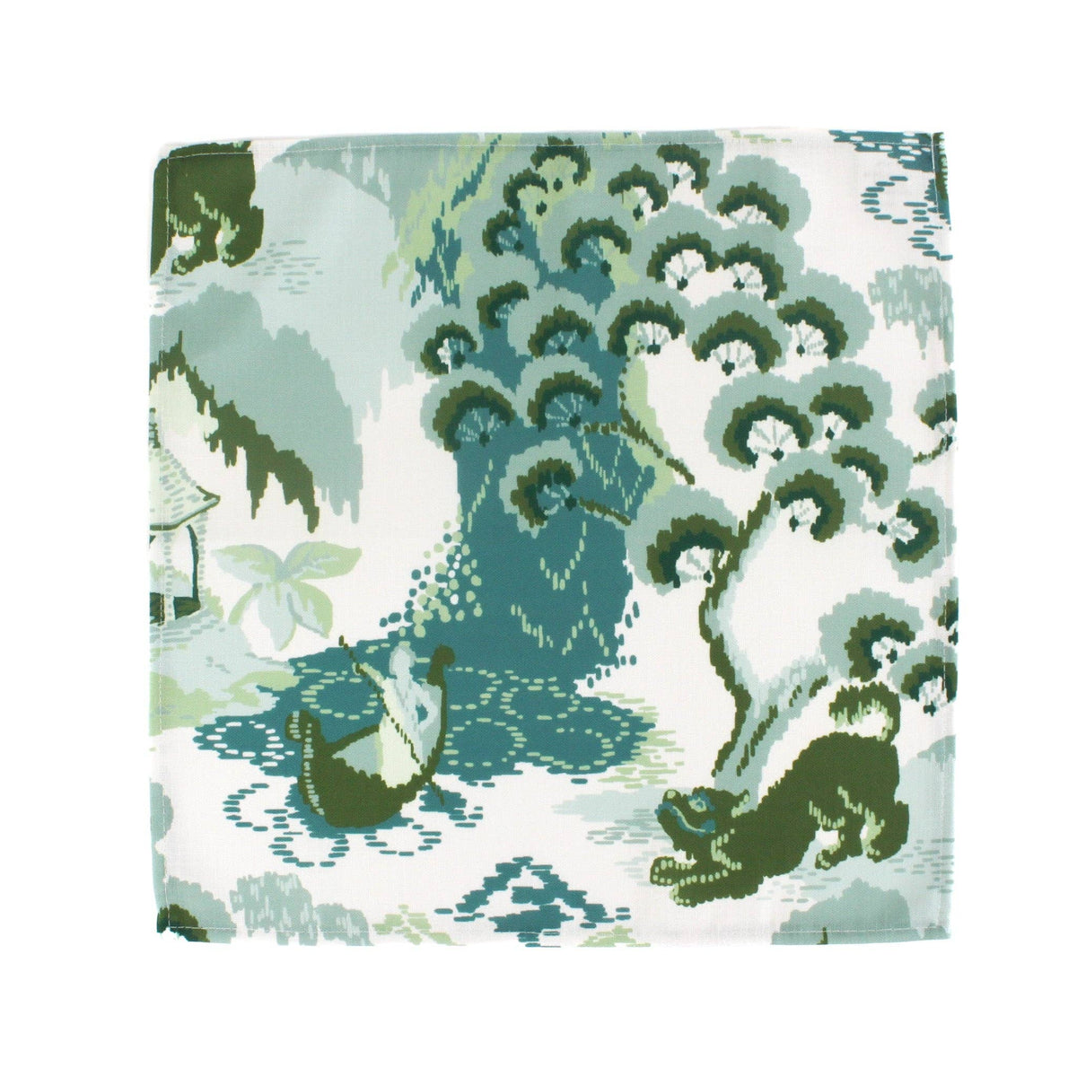 Green Blue Chinoiserie Cloth Dinner Napkins | Summer Dining