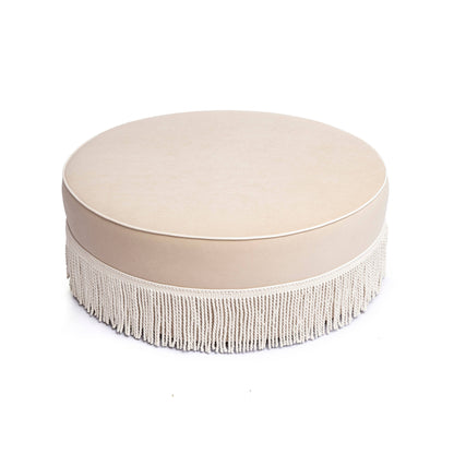 Pink Tasseled Round Ottoman