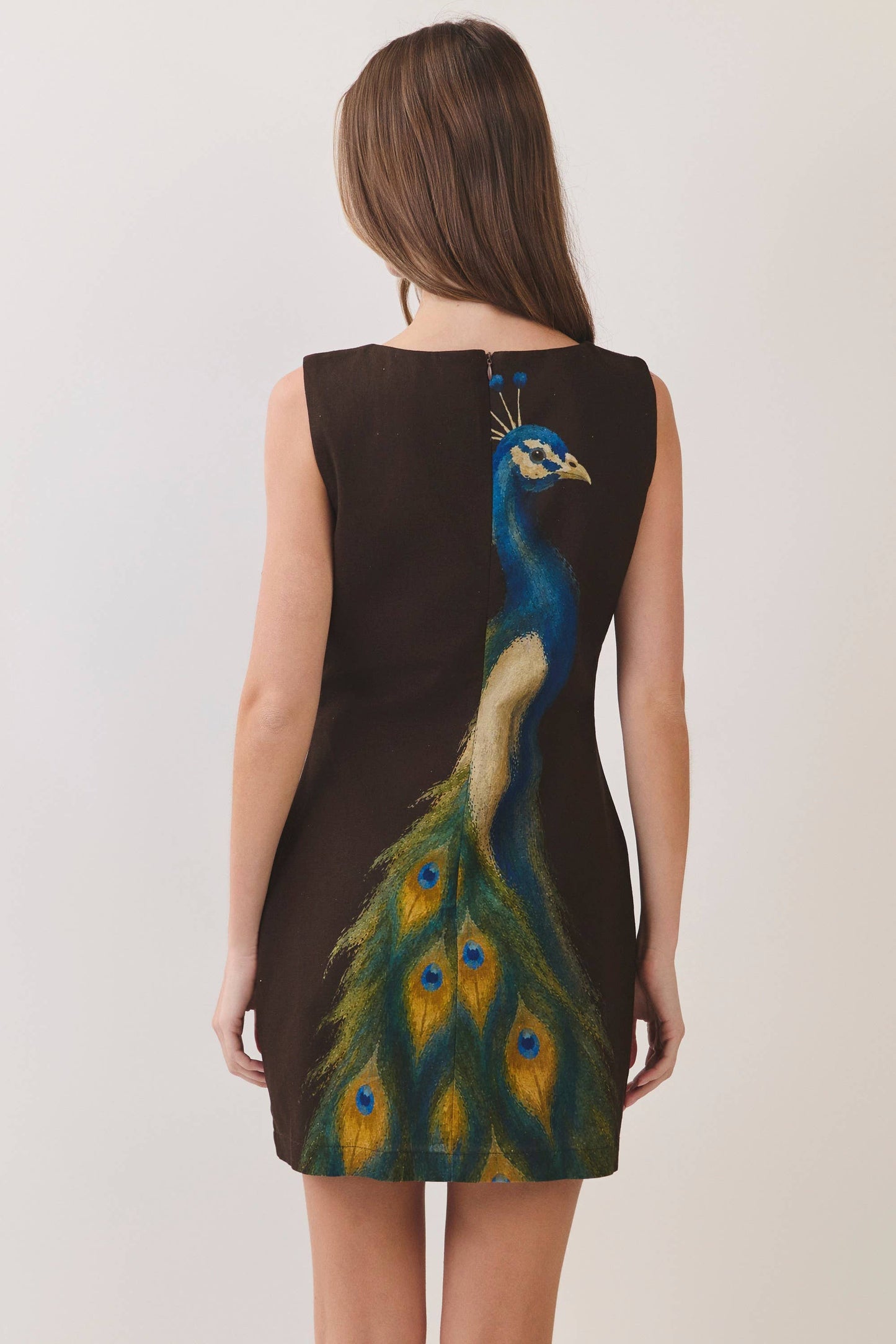 Chocolate Peacock Mini Dress