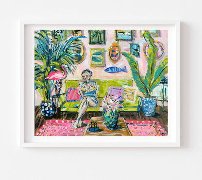 Figurative Print on Paper, "The Reading Room": Print / 24" x 30"