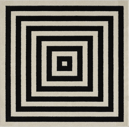 Abani Casa CAS120A -  Contemporary Black & Ivory Rectangular: 8'11" x 12'