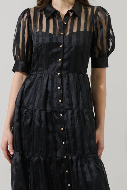 Black Striped Organza Dress