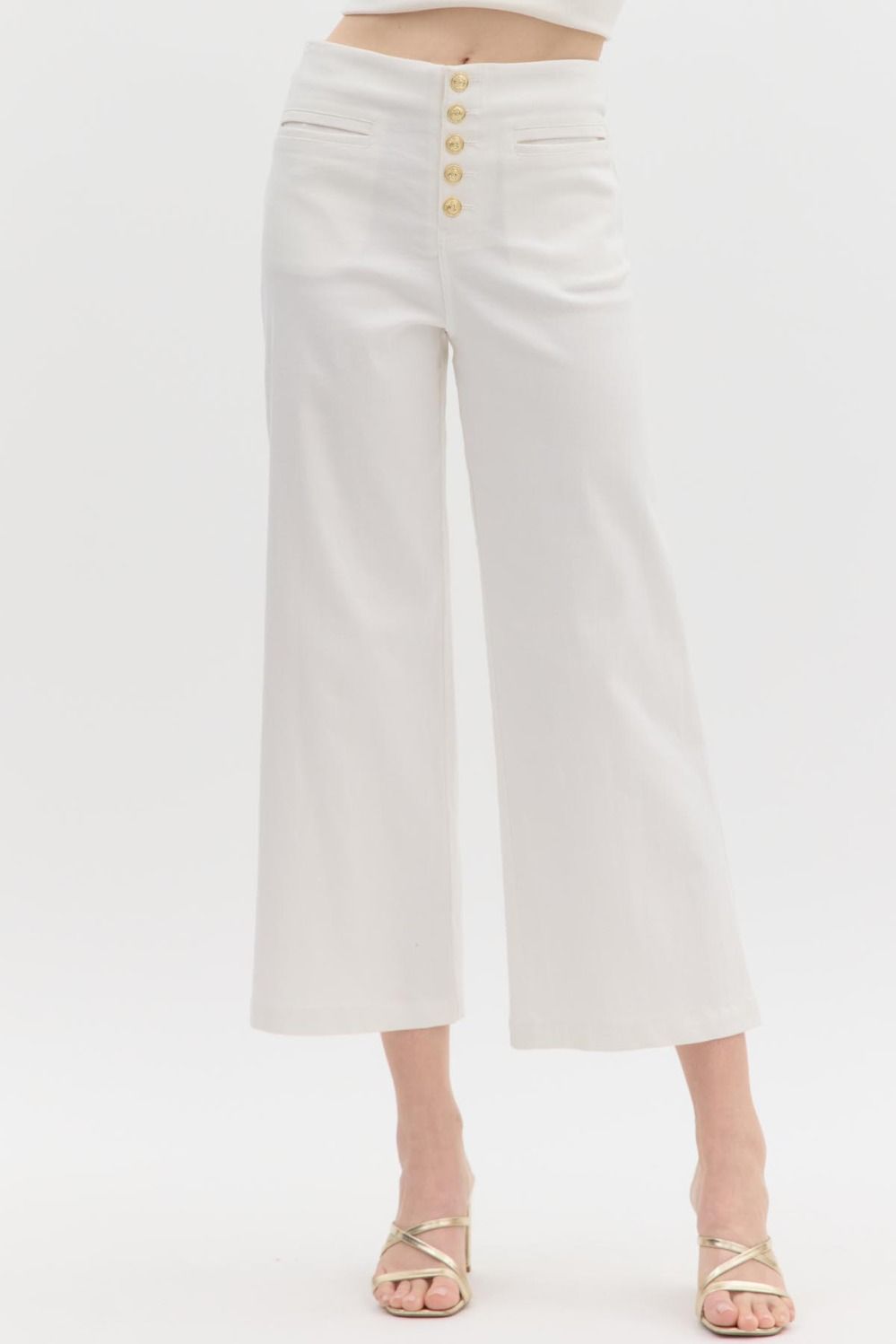 White Jeans - Gold Buttons
