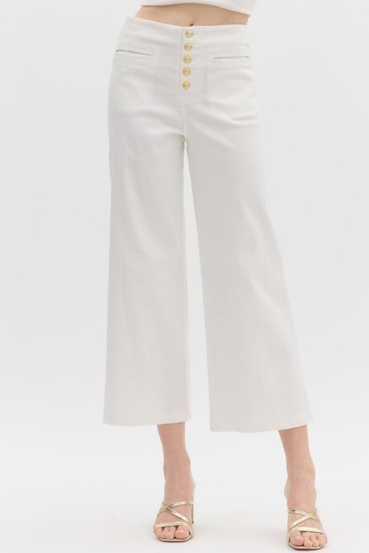 White Jeans - Gold Buttons
