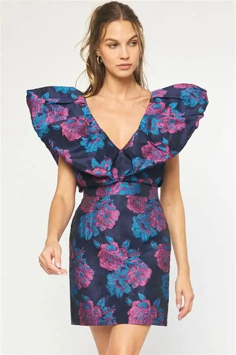 Navy Floral Mini Dress