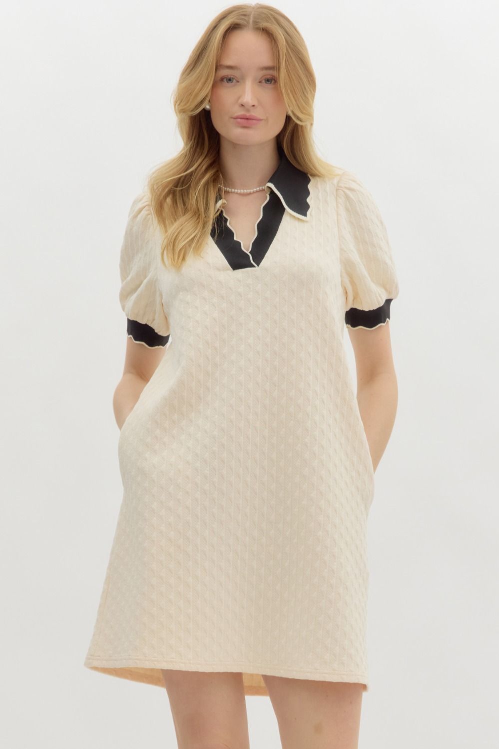 Black & Cream Sweater Dress